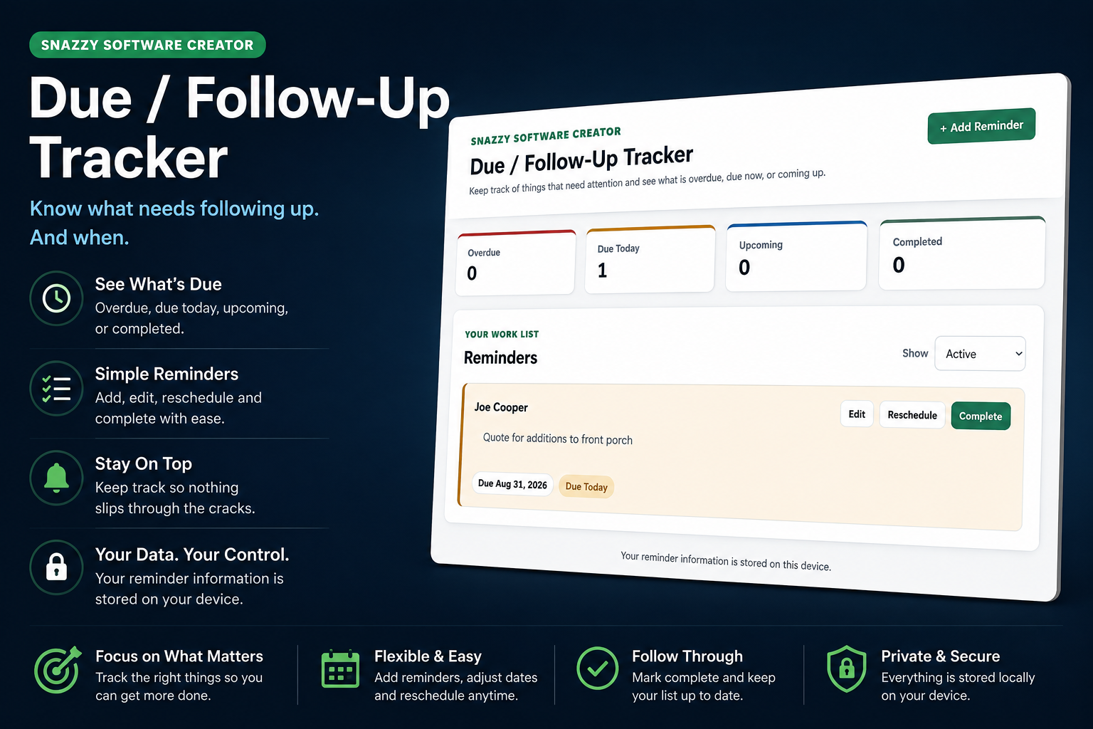 Due / Follow-Up Tracker